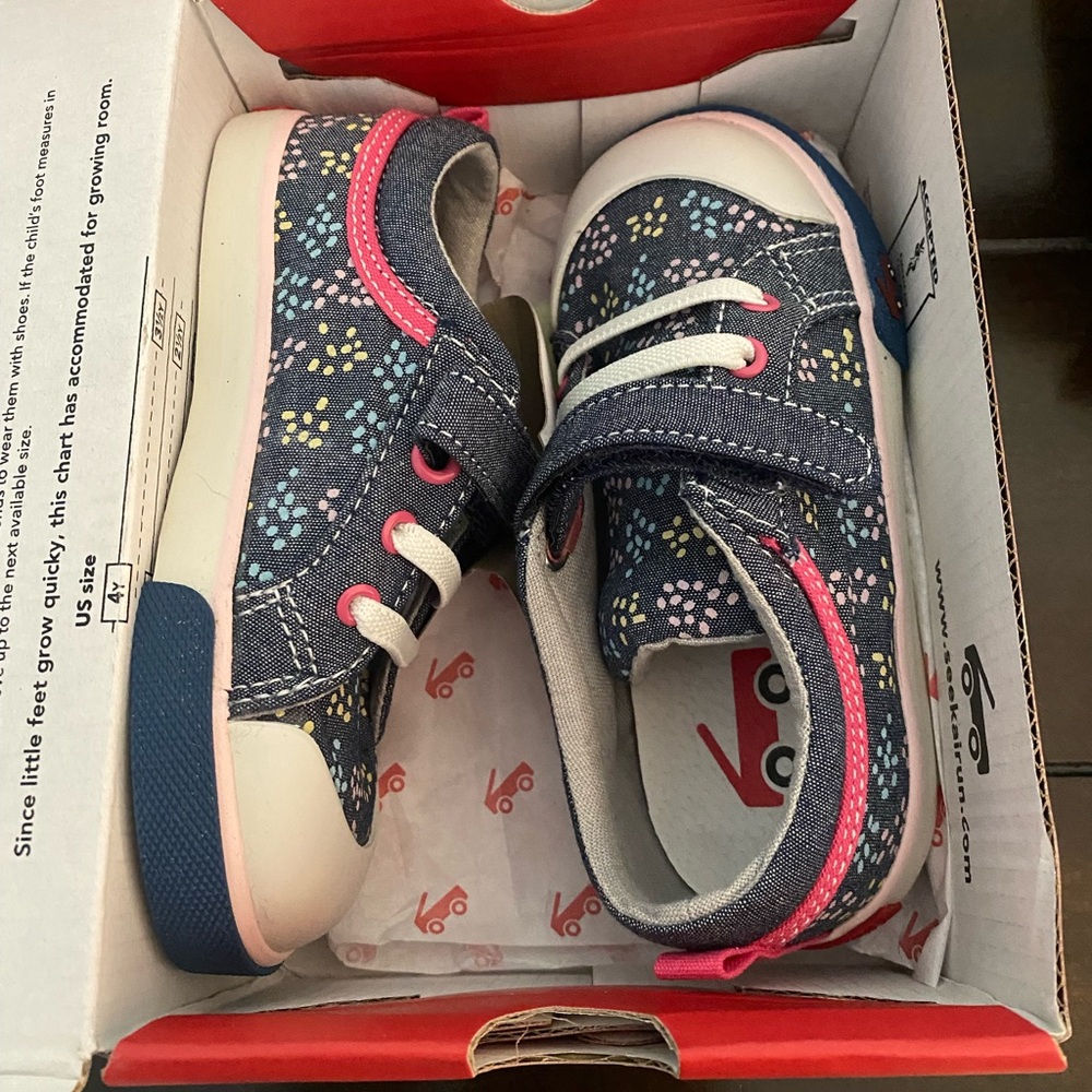 See Kai Run Navy and Pink Kids Sneakers
